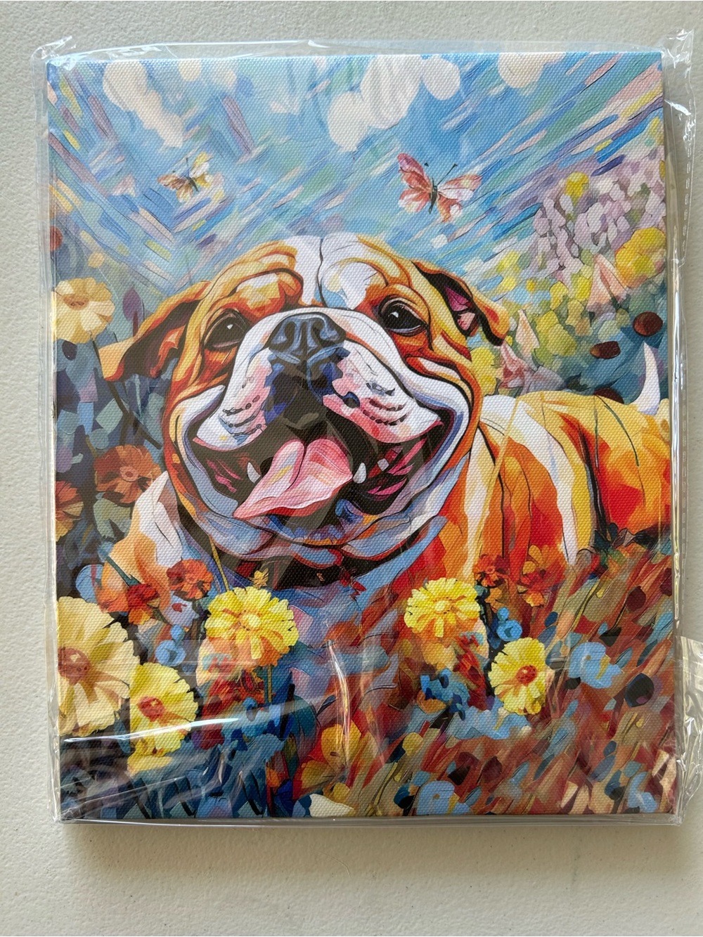 8x10 Colorful Bulldog Canvas Wall Art - Multicolor